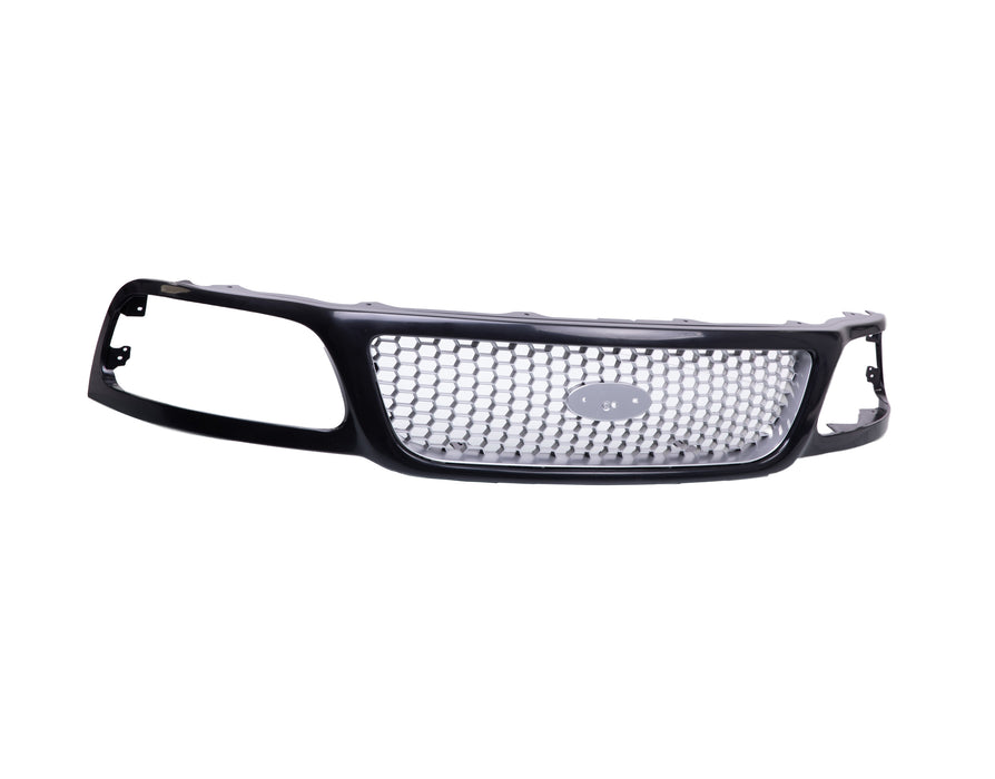 JustDrivably Replacement Parts Front Grille Grill Assembly With Black Shell With Silver Honeycomb Insert Compatible With Ford F150 1999-2003 F250 1999 F150 Heritage 2004 Pickup Truck