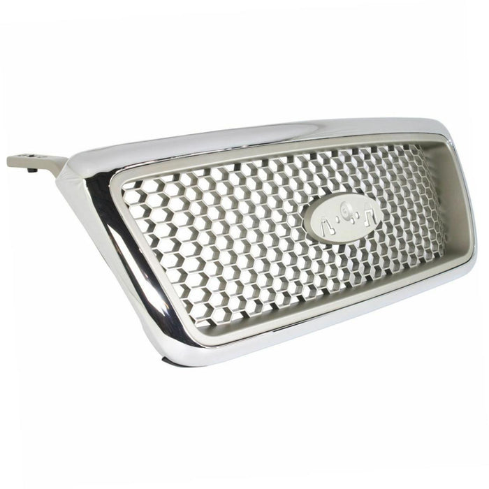 Grille Assembly Compatible with 2004-2008 Ford F-150 Chrome Shell/Beige Honeycomb Insert New Body Style