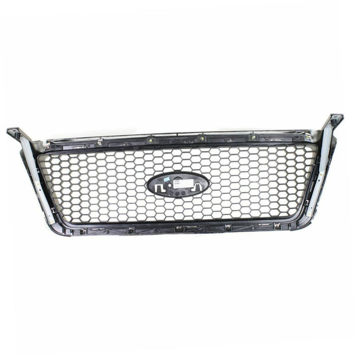 Grille Assembly Compatible with 2004-2008 Ford F-150 Chrome Shell/Beige Honeycomb Insert New Body Style