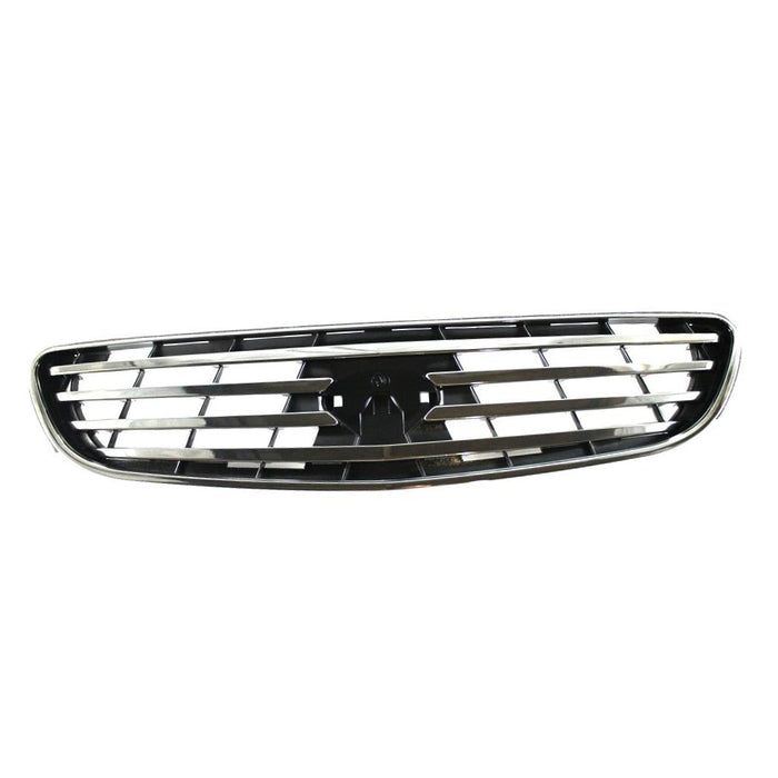 CARPARTSDEPOT 02-04 I35 Sedan Grille Chrome Molding Frame PTD Gloss Black Inner Grids