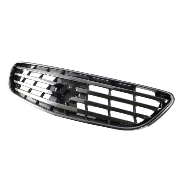 CARPARTSDEPOT 02-04 I35 Sedan Grille Chrome Molding Frame PTD Gloss Black Inner Grids