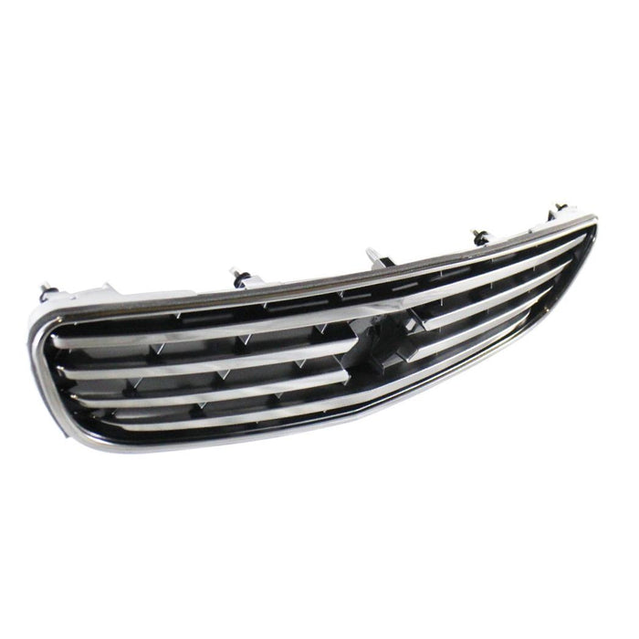 CARPARTSDEPOT 02-04 I35 Sedan Grille Chrome Molding Frame PTD Gloss Black Inner Grids