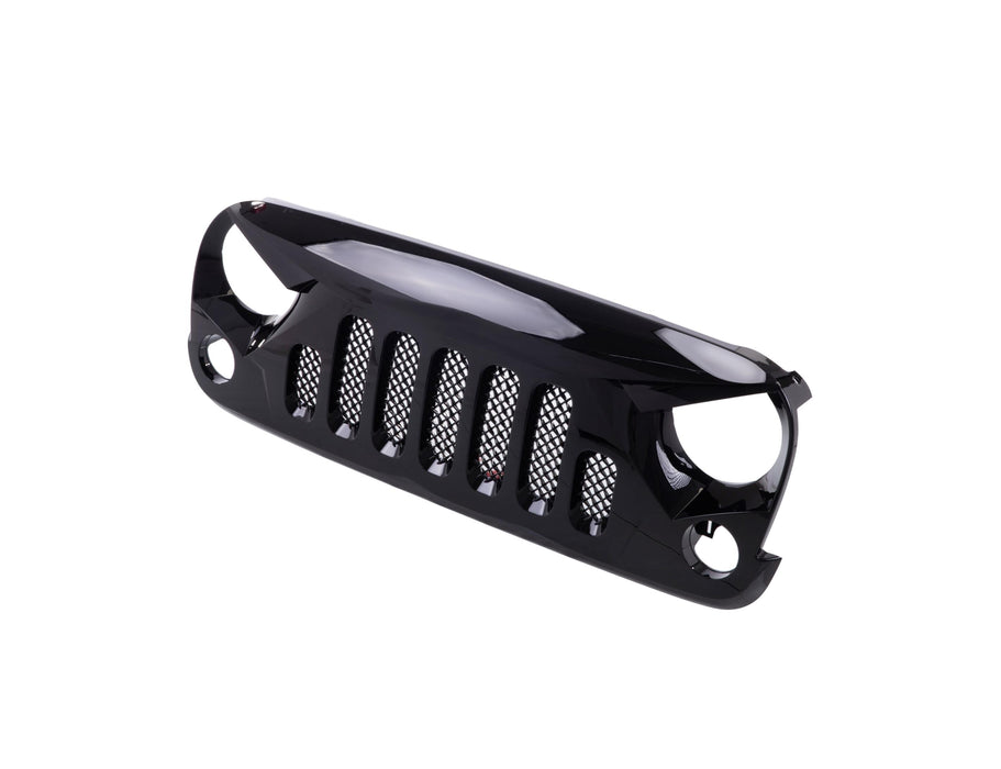 Angry Skull II Style Glossy Black ABS Grille Grill For Jeep Wrangler 07-17