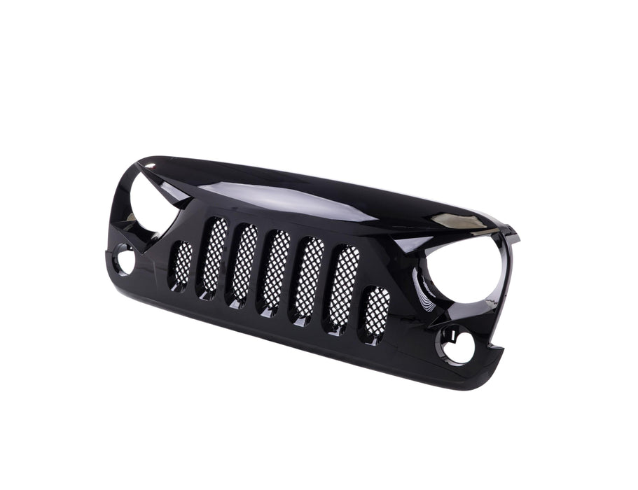 Angry Skull II Style Glossy Black ABS Grille Grill For Jeep Wrangler 07-17