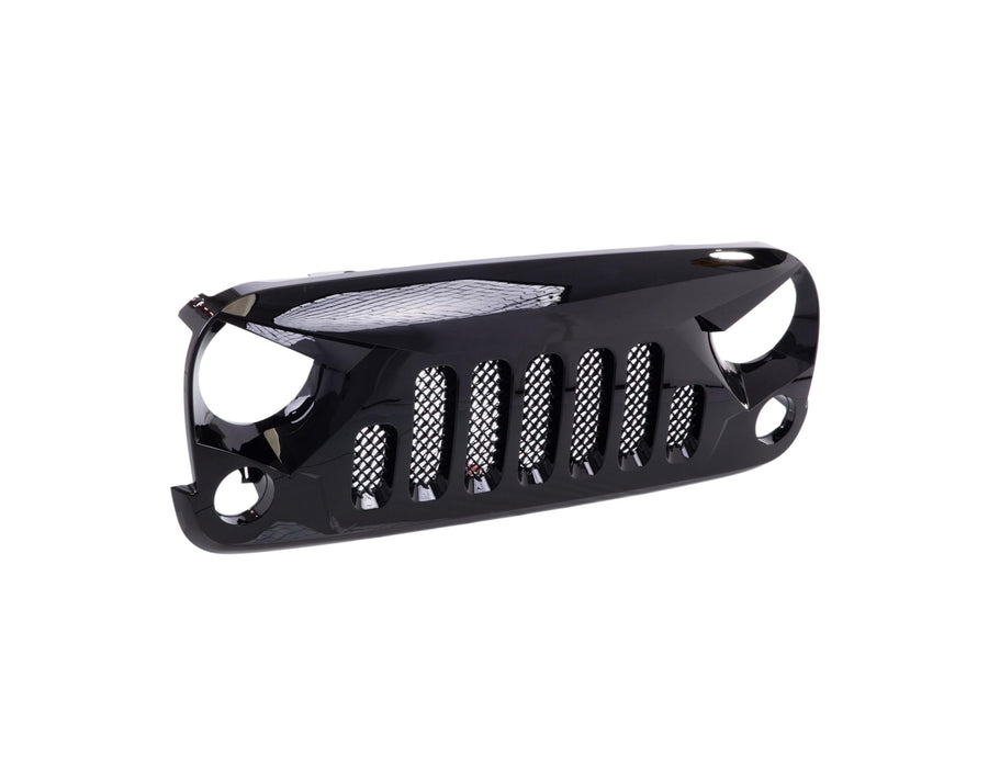 Angry Skull II Style Glossy Black ABS Grille Grill For Jeep Wrangler 07-17