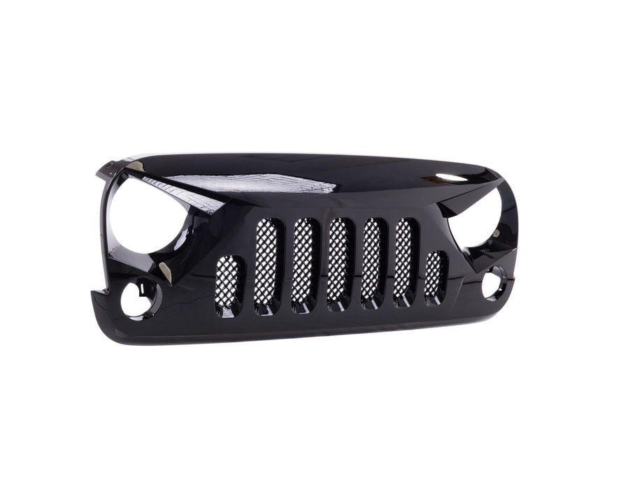 Angry Skull II Style Glossy Black ABS Grille Grill For Jeep Wrangler 07-17