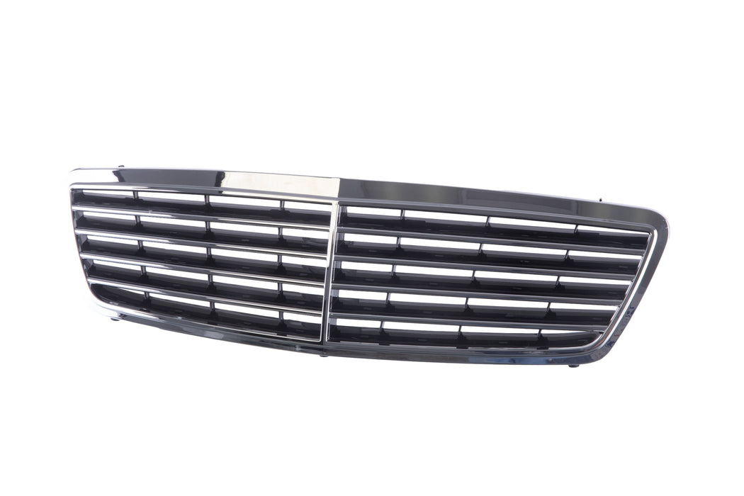 JustDrivably Replacement Parts Front Grille Grill Assembly With Chrome Shell Molding With Black Insert Compatible With Mercedes-Benz W203 C-Class C240 C320 C32 AMG C230 C280 C350 2001-2007