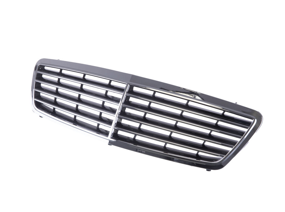 JustDrivably Replacement Parts Front Grille Grill Assembly With Chrome Shell Molding With Black Insert Compatible With Mercedes-Benz W203 C-Class C240 C320 C32 AMG C230 C280 C350 2001-2007