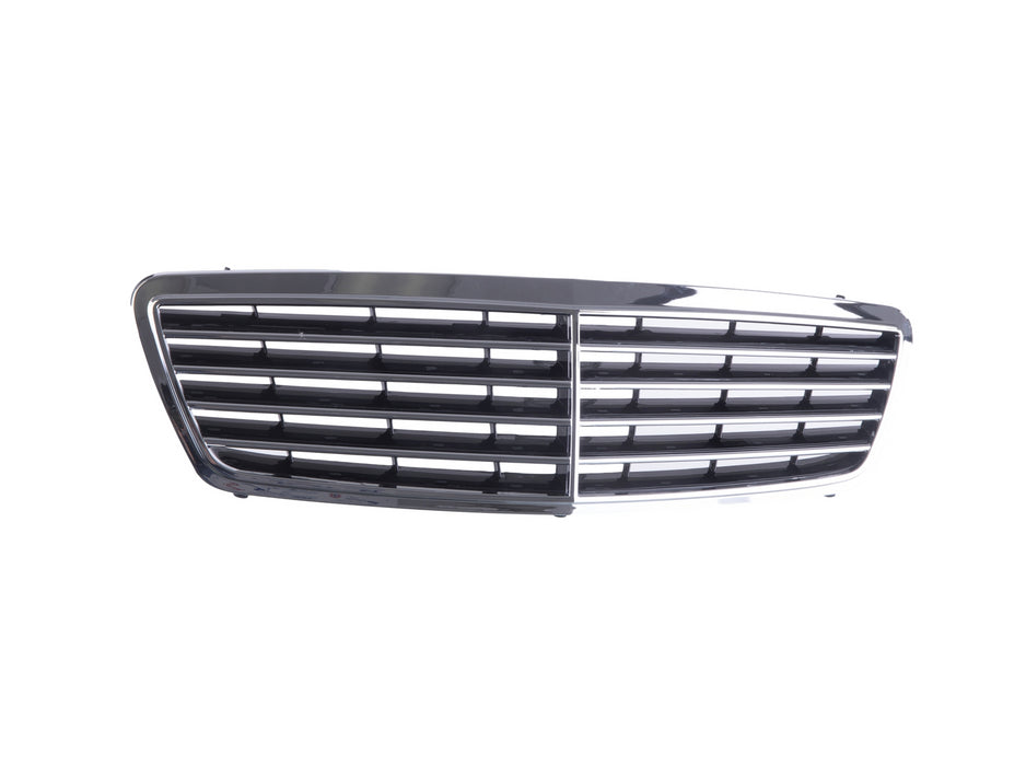 JustDrivably Replacement Parts Front Grille Grill Assembly With Chrome Shell Molding With Black Insert Compatible With Mercedes-Benz W203 C-Class C240 C320 C32 AMG C230 C280 C350 2001-2007