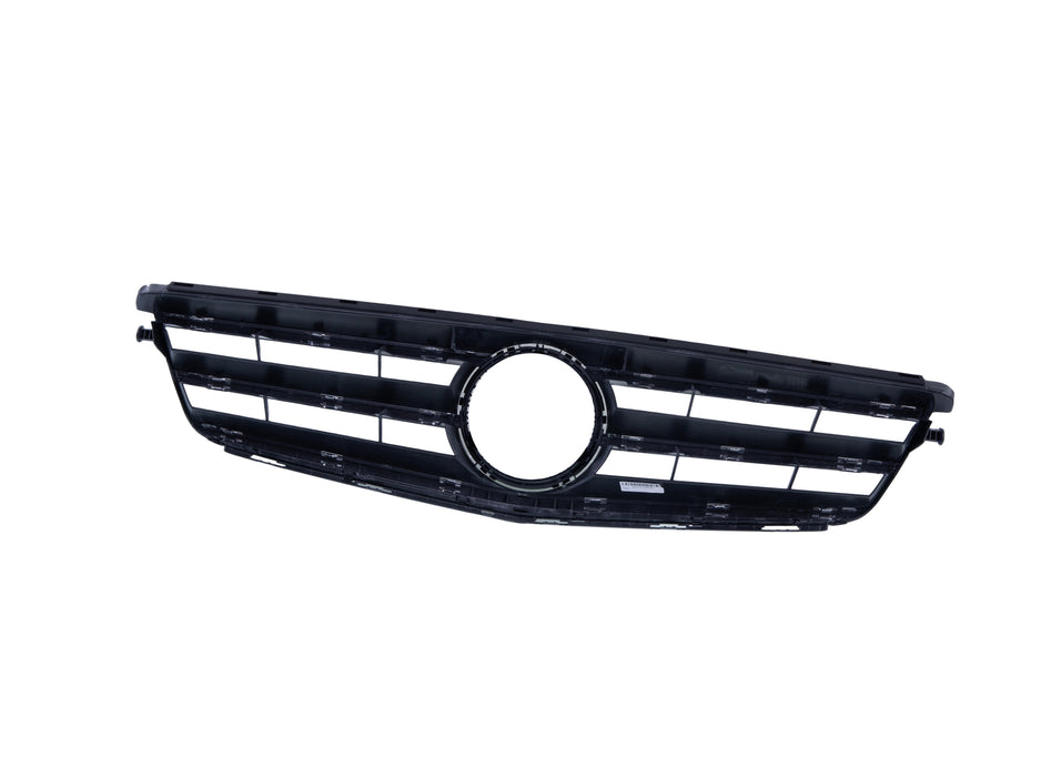 JustDrivably Replacement Parts Front Grille Grill Assembly With Chrome Shell Molding With Silver Insert Compatible With Mercedes-Benz W203 C-Class C230 C300 C350 C250 2008 2009 2010 2011