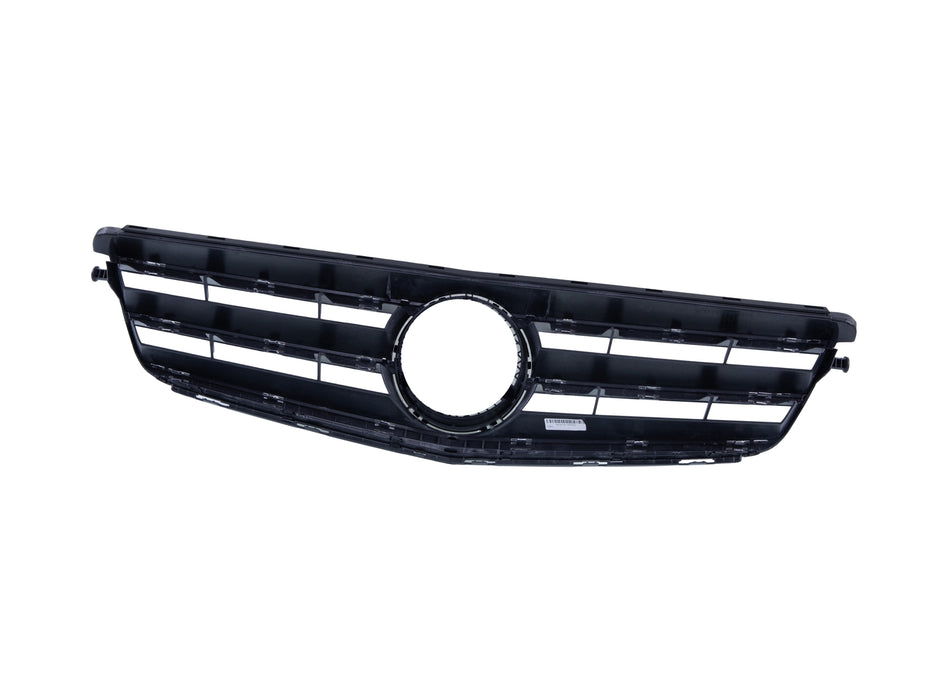 JustDrivably Replacement Parts Front Grille Grill Assembly With Chrome Shell Molding With Silver Insert Compatible With Mercedes-Benz W203 C-Class C230 C300 C350 C250 2008 2009 2010 2011