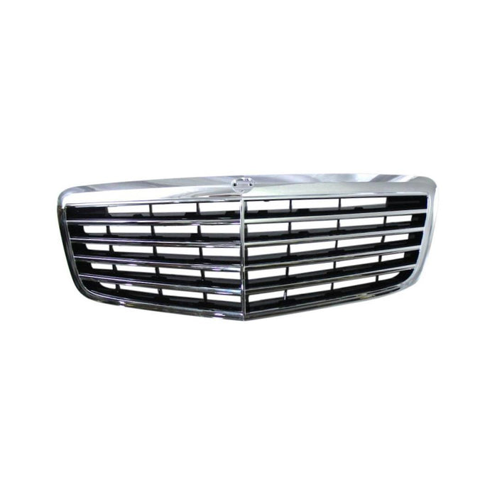 Grille Assembly Compatible with 2007-2009 Mercedes Benz E320 Chrome Shell/Painted Black Insert Sedan/Wagon