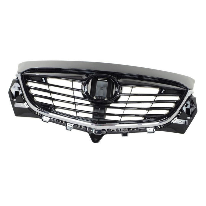 JustDrivably Replacement Parts Front Grille Grill Assembly With Black Shell With Black Insert With Chrome Molding Trim Compatible With Mazda CX-9 2013