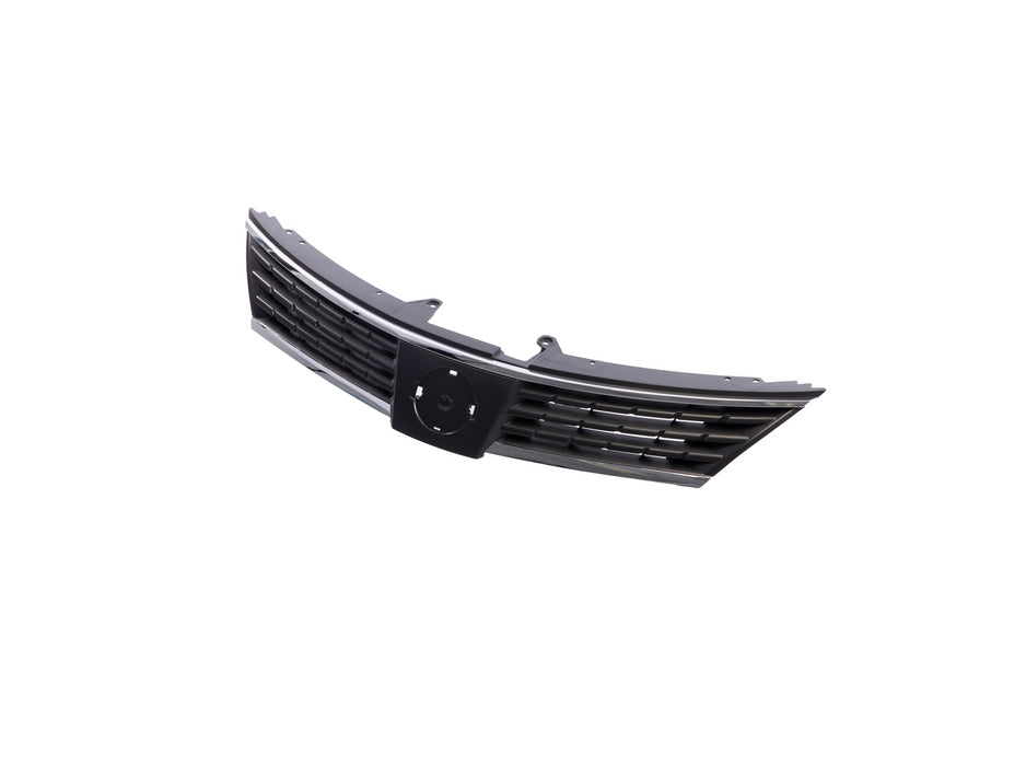 JustDrivably Replacement Parts Front Grille Grill Assembly Lower With Dark Gray Shell And Insert With Chrome Molding Compatible With Nissan Versa 2007 2008 2009 Hatchback Sedan