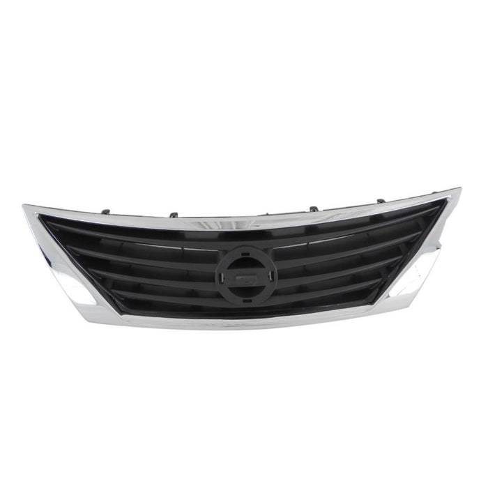 New Front Upper Dark Gray Grille Grill Replacement With Chrome Molding Compatible With NISSAN Versa Fits NI1200247 623103BA5A