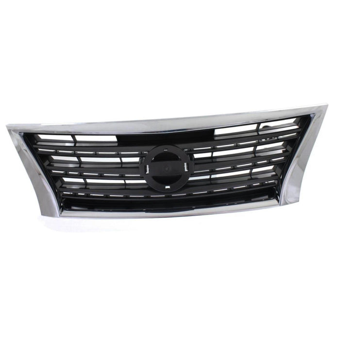 CarPartsDepot New Replacement Parts Grille Assy Chrome Frame With Dark Gray Insert 13-15 Compatible With NISSAN Sentra Sport Type