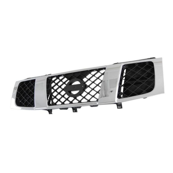 CarPartsDepot, Front Chrome Frame Grille Matte Black Insert Mesh, 400-36645 NI1200210 623107S200