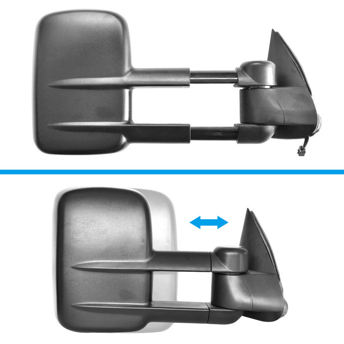 Perfit Zone Towing Mirrors Replacement Fit for 1999-2002 SILVERADO SIERRA,POWER HEATED,W/O SIGNAL,BLACK (PAIR SET)