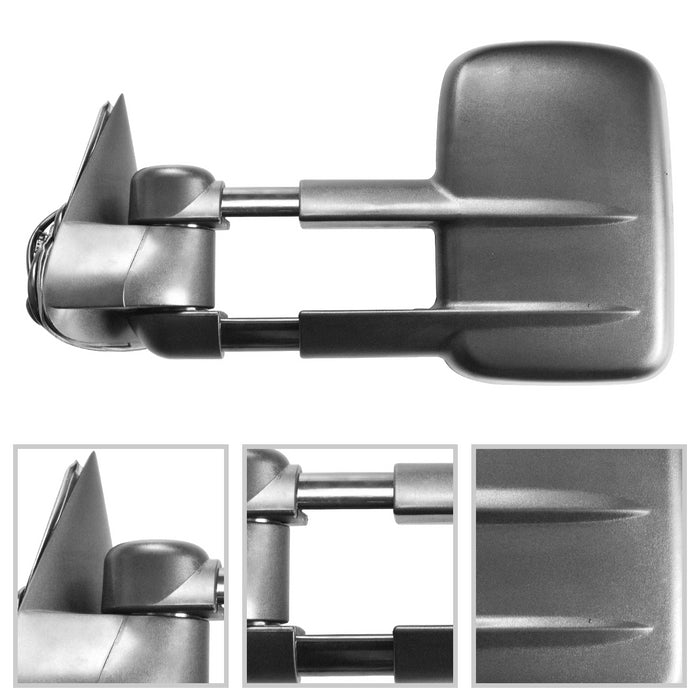 Perfit Zone Towing Mirrors Replacement Fit for 2002-2007 SILVERADO SIERRA, POWER HEATED, W/O SIGNAL,BLACK (PAIR SET)