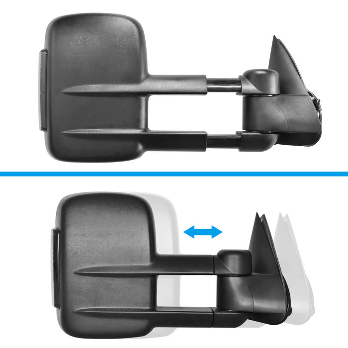 Perfit Zone Towing Mirrors Replacement Fit for 2002-2007 SILVERADO SIERRA, POWER HEATED, W/SMOKE SIGNAL,BLACK (PAIR SET)