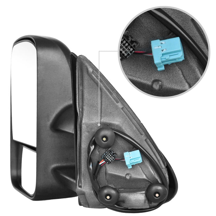 Perfit Zone Towing Mirrors Replacement Fit for 2002-2007 SILVERADO SIERRA, POWER HEATED, W/SMOKE SIGNAL,BLACK (PAIR SET)