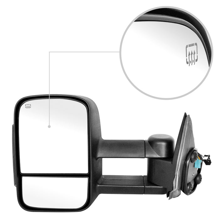 Perfit Zone Towing Mirrors Replacement Fit for 2002-2007 SILVERADO SIERRA, POWER HEATED, W/SMOKE SIGNAL,BLACK (PAIR SET)