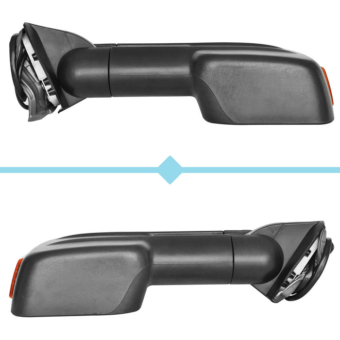 Perfit Zone Towing Mirrors Replacement Fit for 2002-2007 SILVERADO SIERRA, POWER HEATED, W/AMBER SIGNAL,BLACK (PAIR SET)