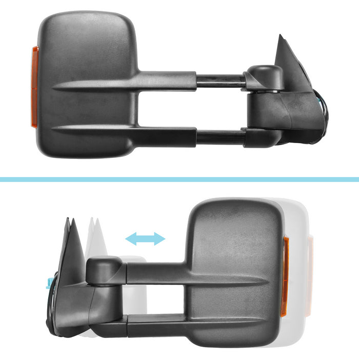 Perfit Zone Towing Mirrors Replacement Fit for 2002-2007 SILVERADO SIERRA, POWER HEATED, W/AMBER SIGNAL,BLACK (PAIR SET)