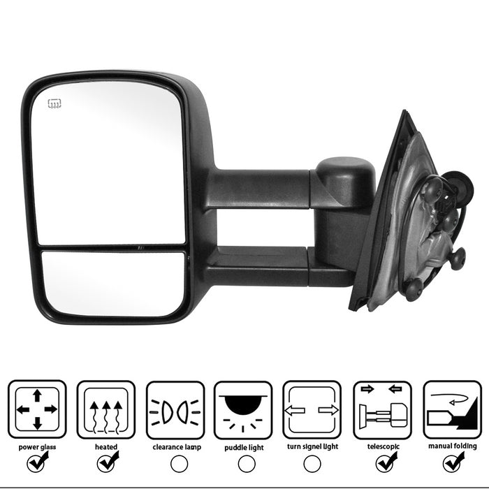 Perfit Zone Towing Mirrors Replacement Fit for 2014-2017 SILVERADO SIERRA, POWER HEATED, W/O SIGNAL,BLACK (PAIR SET)