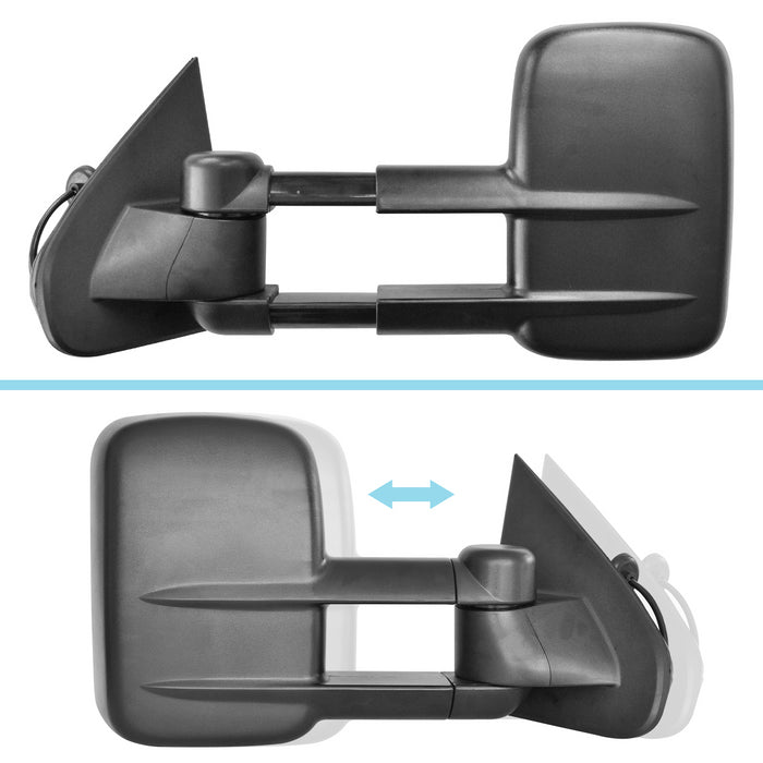 Perfit Zone Towing Mirrors Replacement Fit for 2014-2017 SILVERADO SIERRA, POWER HEATED, W/O SIGNAL,BLACK (PAIR SET)