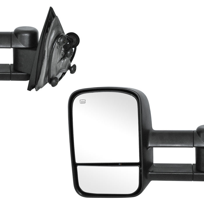 Perfit Zone Towing Mirrors Replacement Fit for 2014-2017 SILVERADO SIERRA, POWER HEATED, W/O SIGNAL,BLACK (PAIR SET)