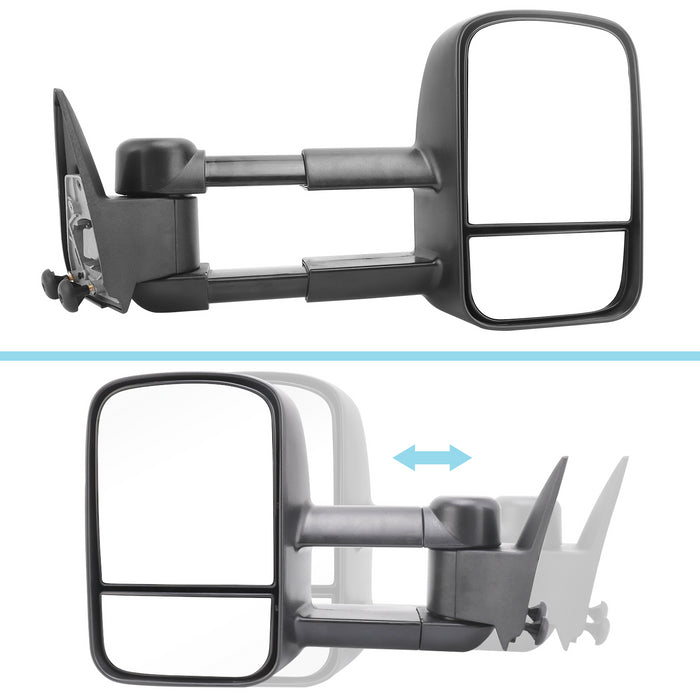 Perfit Zone Towing Mirrors Replacement Fit for 1988-2000 SILVERADO SIERRA, MANUAL,W/O HEATED, W/O SIGNAL,BLACK (PAIR SET)