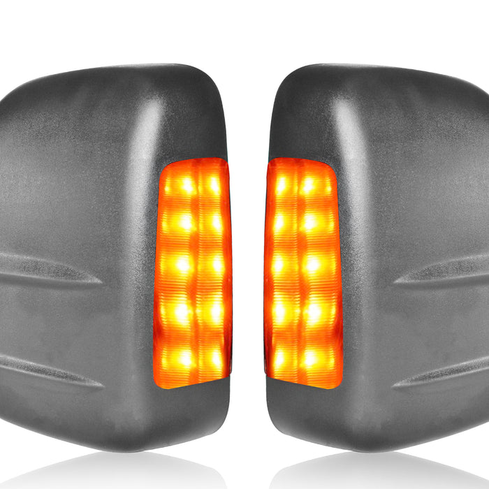 Perfit Zone Towing Mirrors Replacement fits for 07-14 SILVERADO SIERRA, POWER HEATED, W/AMBER SIGNAL,BLACK (PAIR SET)