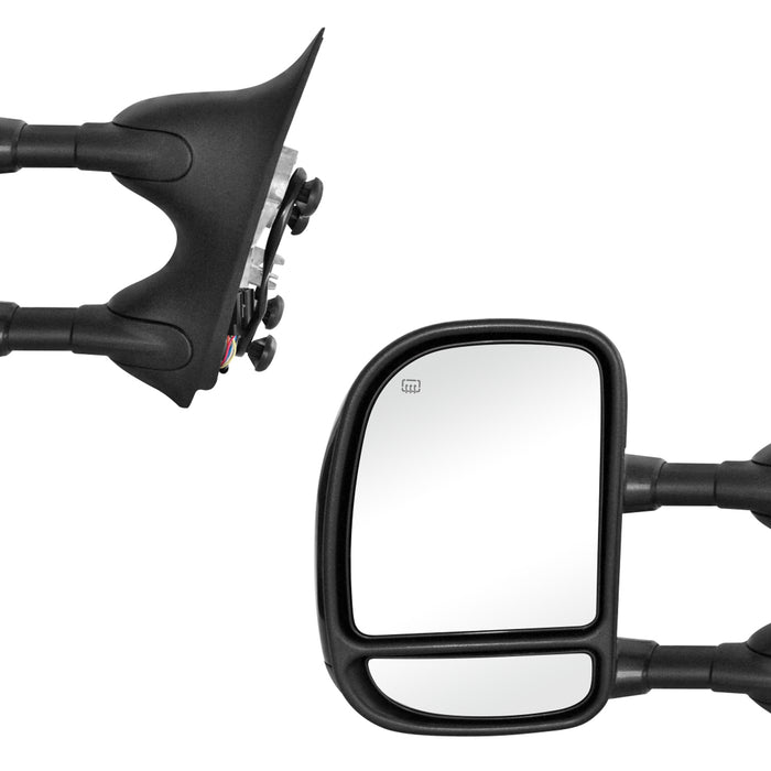 Perfit Zone Towing Mirrors Replacement Fit for 1999-2007 F-250 F-350 F-450 F-550 SUPER DUTY, POWER HEATED,W/SMOKE SIGNAL,BLACK (PAIR SET)