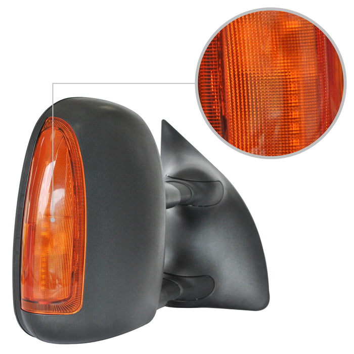 Perfit Zone Towing Mirrors Replacement Fit for 1999-2007 F-250 F-350 F-450 F-550 Super Duty, Manual,WO Heated,W/Amber Signal,Black (Pair Set)