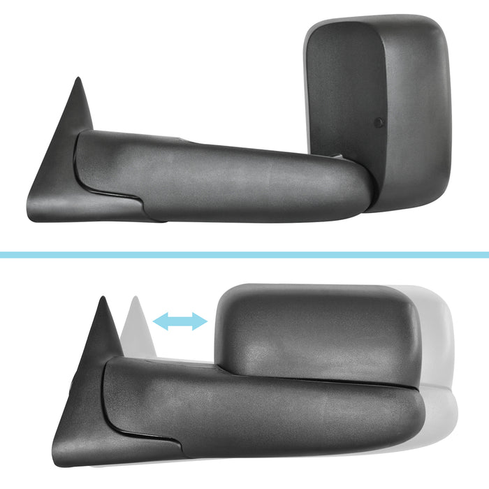 Perfit Zone Compatible TOWING MIRROR Replacement Fit For 1994-1997 RAM PAIR POWERED,Without SIGNAL,BLACK Power