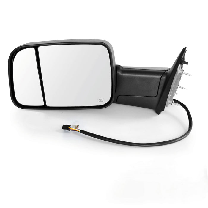 Perfit Zone TOWING MIRROR Replacement Fit For 2009-2010 RAM PAIR POWERED With HEATED With SMOKE SIGNAL With TEMPERATURE SENSOR With PUDDLE LIGHT-BLACK