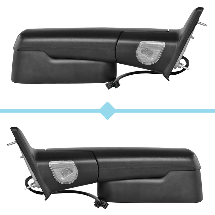 Perfit Zone TOWING MIRROR Replacement Fit For 2009-2010 RAM PAIR POWERED With HEATED With SMOKE SIGNAL With TEMPERATURE SENSOR With PUDDLE LIGHT-BLACK