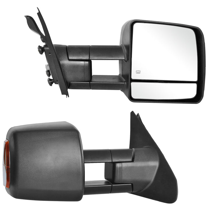 Perfit Zone Towing Mirrors Replacement Fit for 2007-2017 TUNDRA, SEQUOIA, POWER HEATED,W/AMBER SIGNAL,BLACK (PAIR SET)