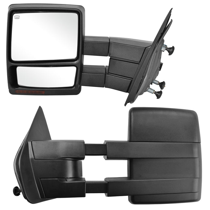 Perfit Zone Towing Mirrors Replacement Fit for 2007-2014 F-150, POWER HEATED,W/AMBER SIGNAL,W/PUDDLE LIGHT,BLACK (PAIR SET)