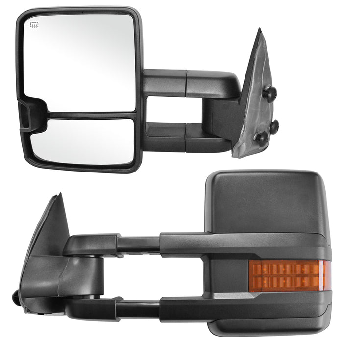 Perfit Zone Towing Mirrors Replacement Fit for 1999-2002 SILVEADO SIERRA Series, W/HEATED,W/AMBER SIGNAL,BLACK (PAIR SET)