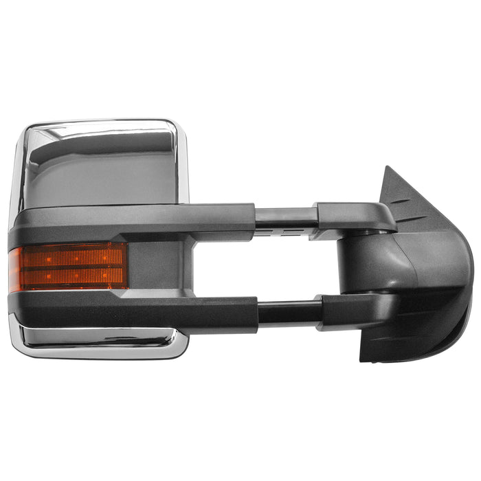 Perfit Zone Towing Mirrors Replacement Fit for 2007-2014 SILVEADO SIERRA, W/HEATED,W/AMBER SIGNAL,CHROME (PAIR SET)