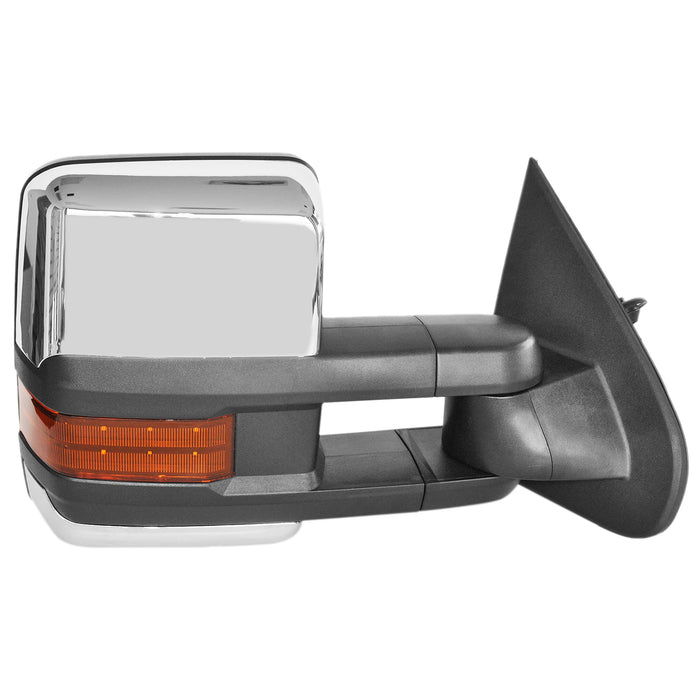 Perfit Zone Towing Mirrors Replacement Fit 2014-2017 for SILVERADO SIERRA, POWER HEATED,W/AMBER SIGNAL,CHROME (PAIR SET)