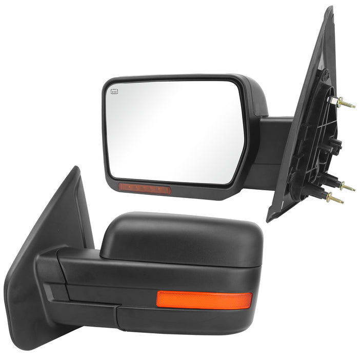 Perfit Zone Towing Mirrors Replacement Fit for 2007-2014 F150, POWER HEATED, W/AMBER SIGNAL,BLACK,LEFT