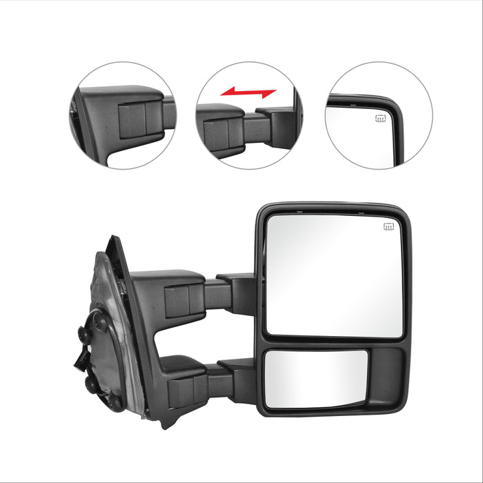 Perfit Zone TOWING MIRROR Replacement Fit For SUPER DUTY F250, F350, F450, F550 08-16