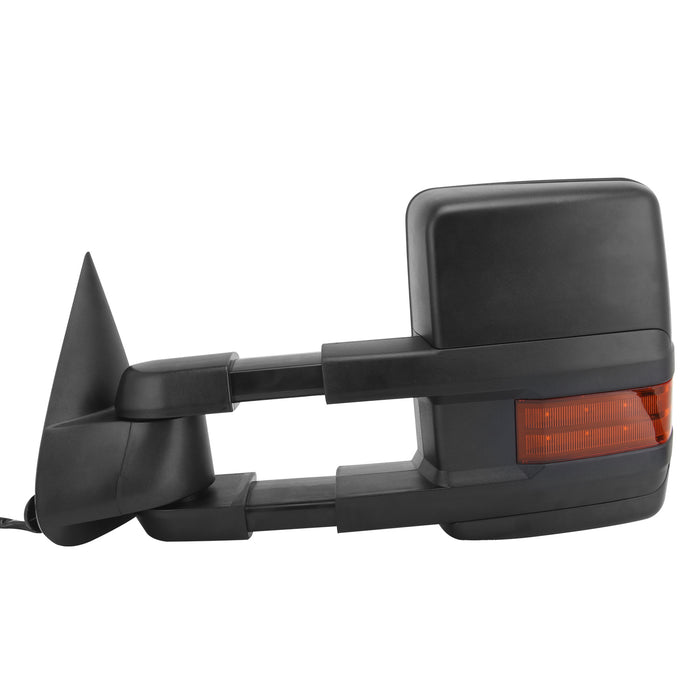 Perfit Zone TOWING MIRROR Replacement Pair Fit For SILVERADO SIERRA 03-06 POWERED,BLACK,HEATED,W/AMBER SIGNAL .W/ARROW LIGHT IN THE GLASS