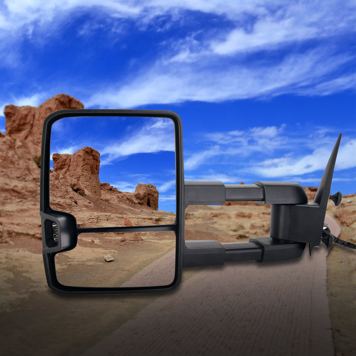 Perfit Zone TOWING MIRROR Replacement Pair Fit For SILVERADO SIERRA 03-06 POWERED,BLACK,HEATED,W/AMBER SIGNAL .W/ARROW LIGHT IN THE GLASS