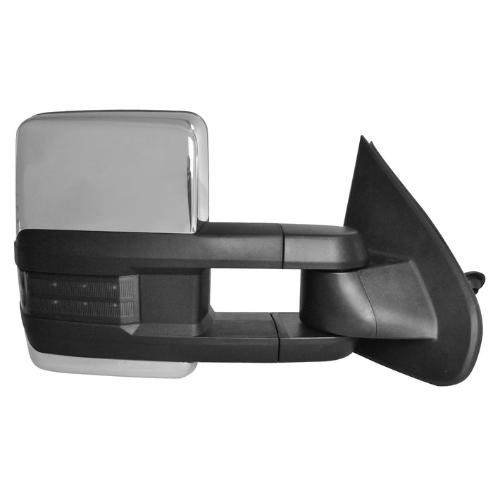 Perfit Zone TOWING MIRROR PAIR SET SILVERADO SIERRA 07-12 POWERED,CHROME,HEATED,W/SMOKE SIGNAL .W/ARROW LIGHT IN THE GLASS