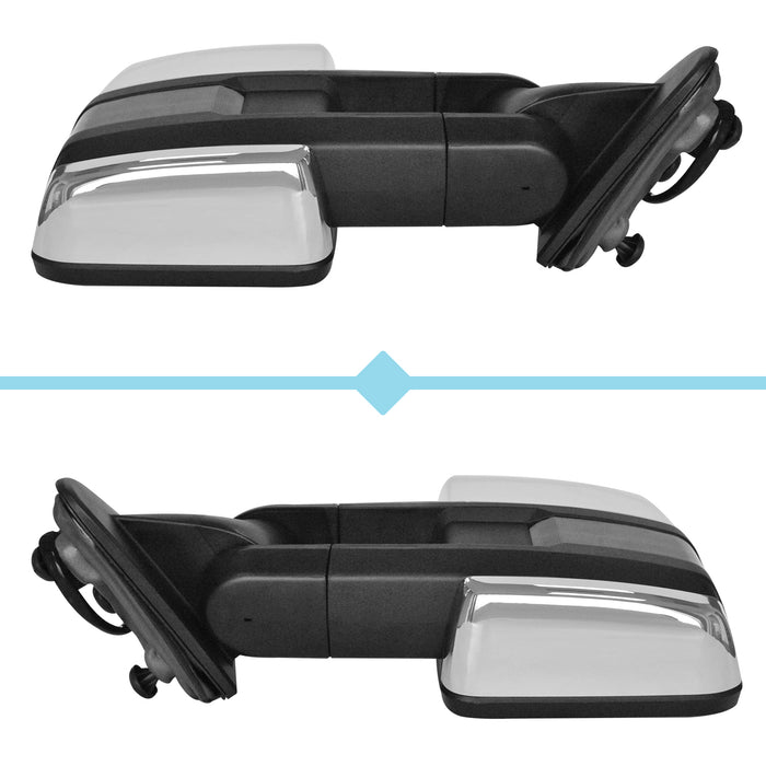 Perfit Zone TOWING MIRROR PAIR SET SILVERADO SIERRA 07-12 POWERED,CHROME,HEATED,W/SMOKE SIGNAL .W/ARROW LIGHT IN THE GLASS