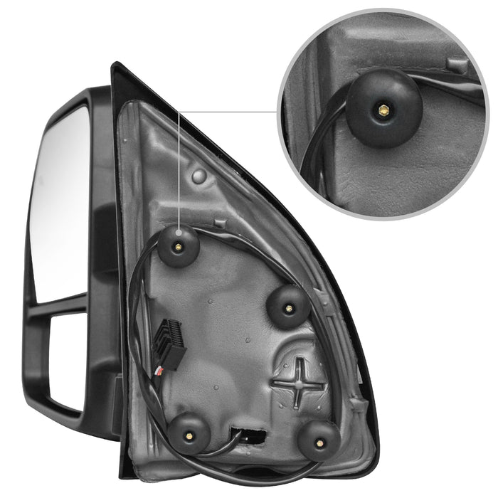 Perfit Zone TOWING MIRROR Replacement Fit For F250 08-16 W/SMOKE SIGNAL POWERED,BLACK,HEATED(Pair Set)